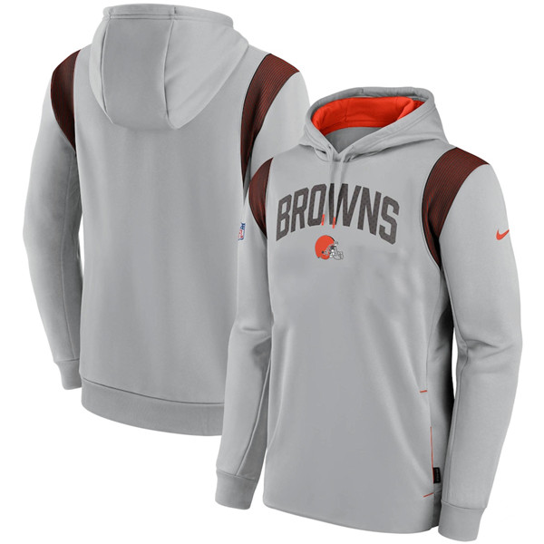 Men's Cleveland Browns Gray Sideline Stack Performance Pullover Hoodie